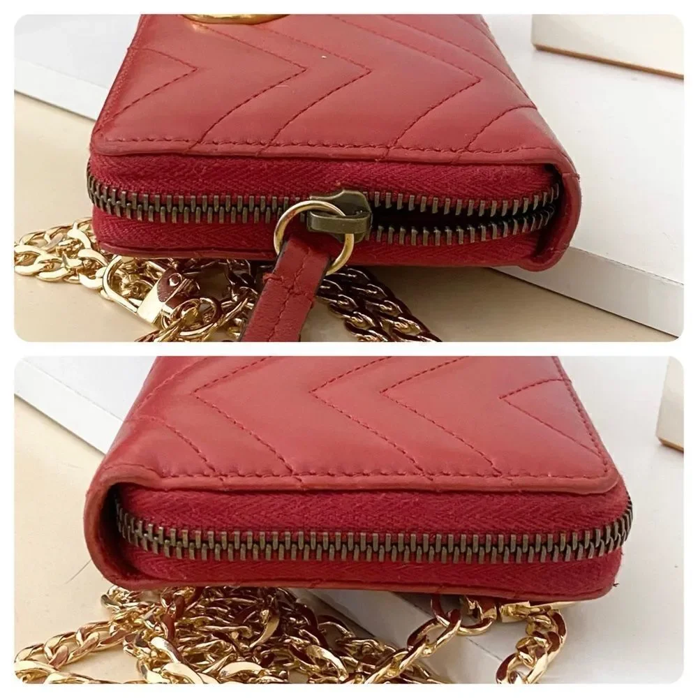 GUCCI GG Marmont Zip Around Wallet Crossbody 💼Red - Picture 12 of 16